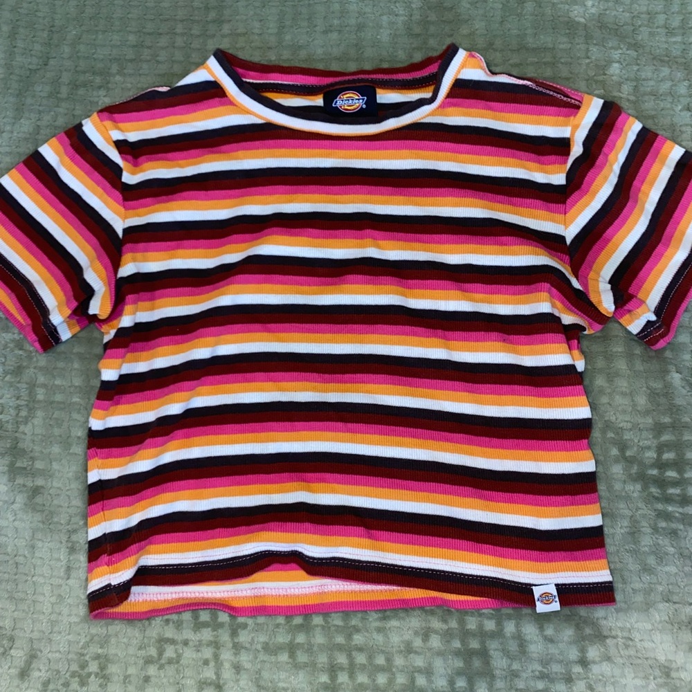 Dickies Striped Crop Top- Red, Pink, Orange, White ❤️💗🧡🤍